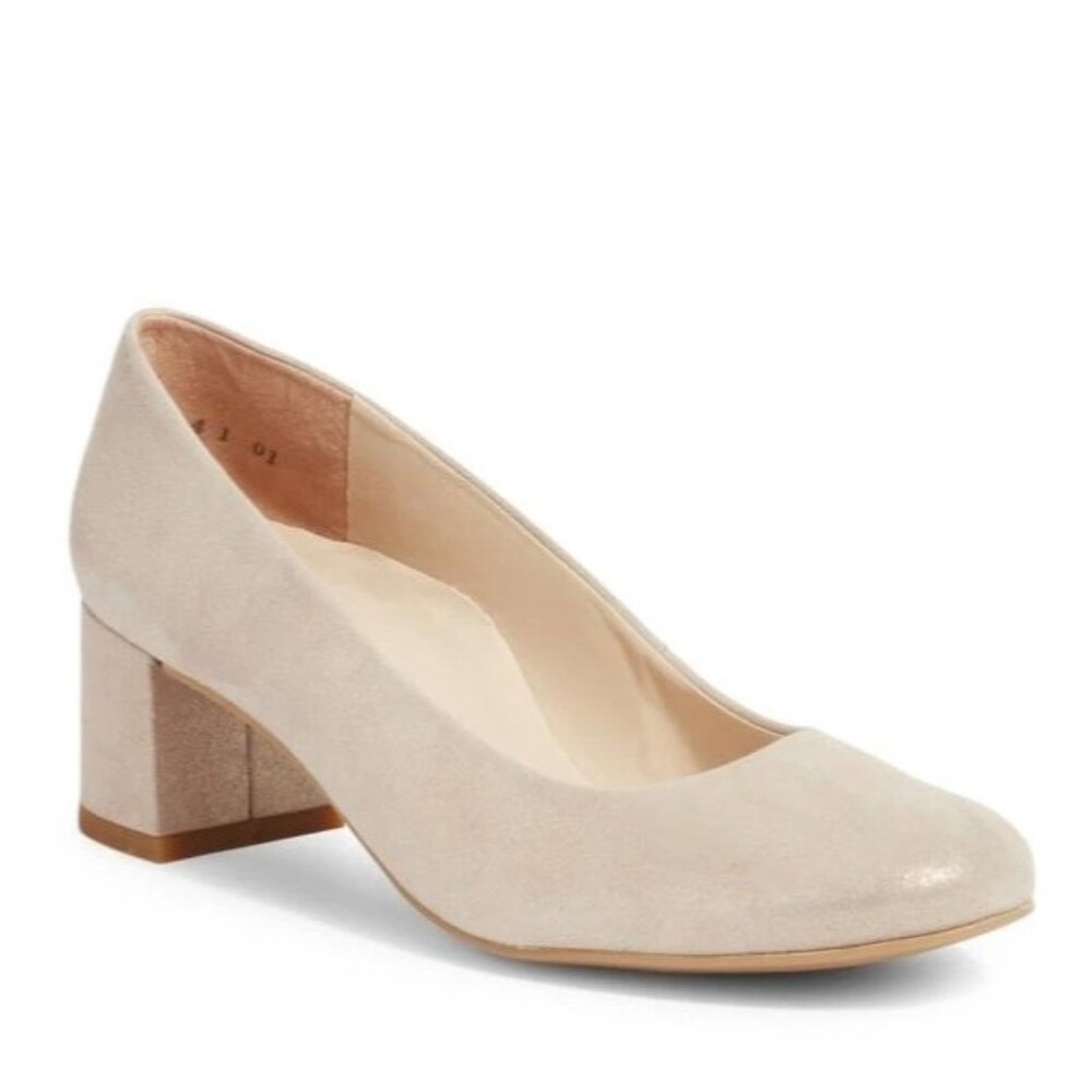 PAUL GREEN Samona Block Heel Pump In Cachemire Metallic Size 4.5 / US 7